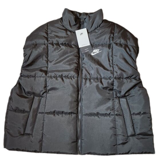 Nike Oversized Puffer Vest Women’s Small – Black Quilted - Picture 1 of 11